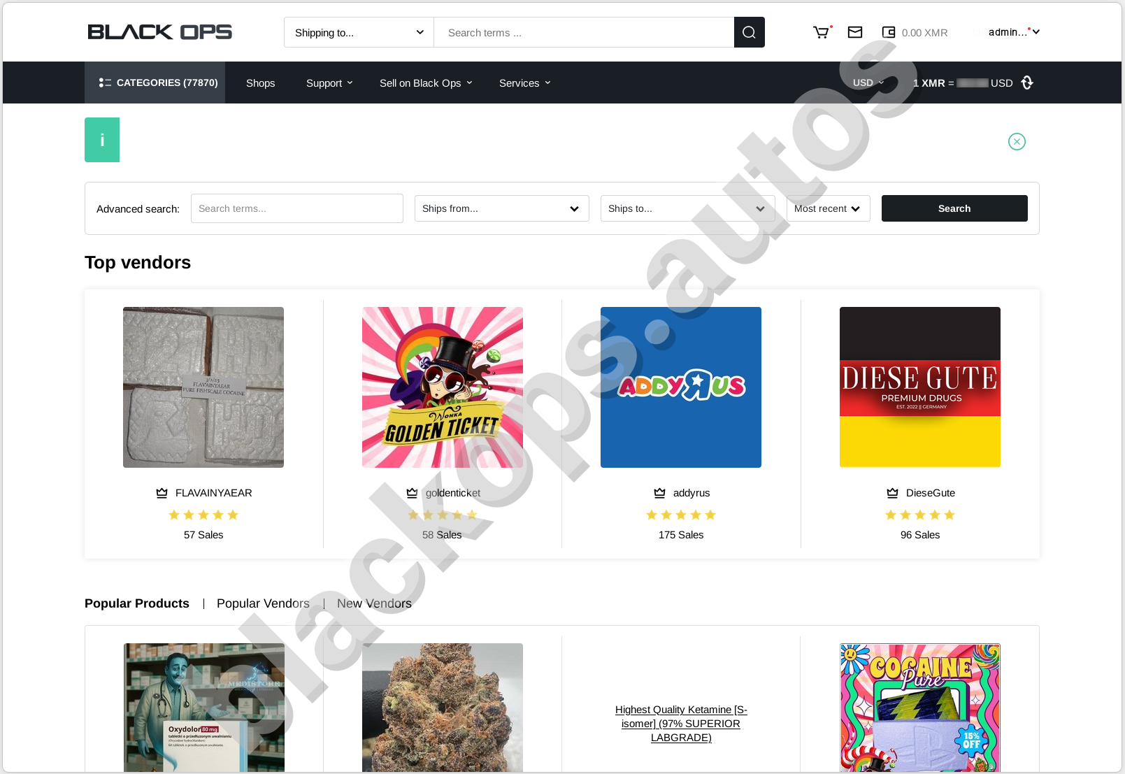 BlackOps main dashboard 2026 – official Blackops marketplace